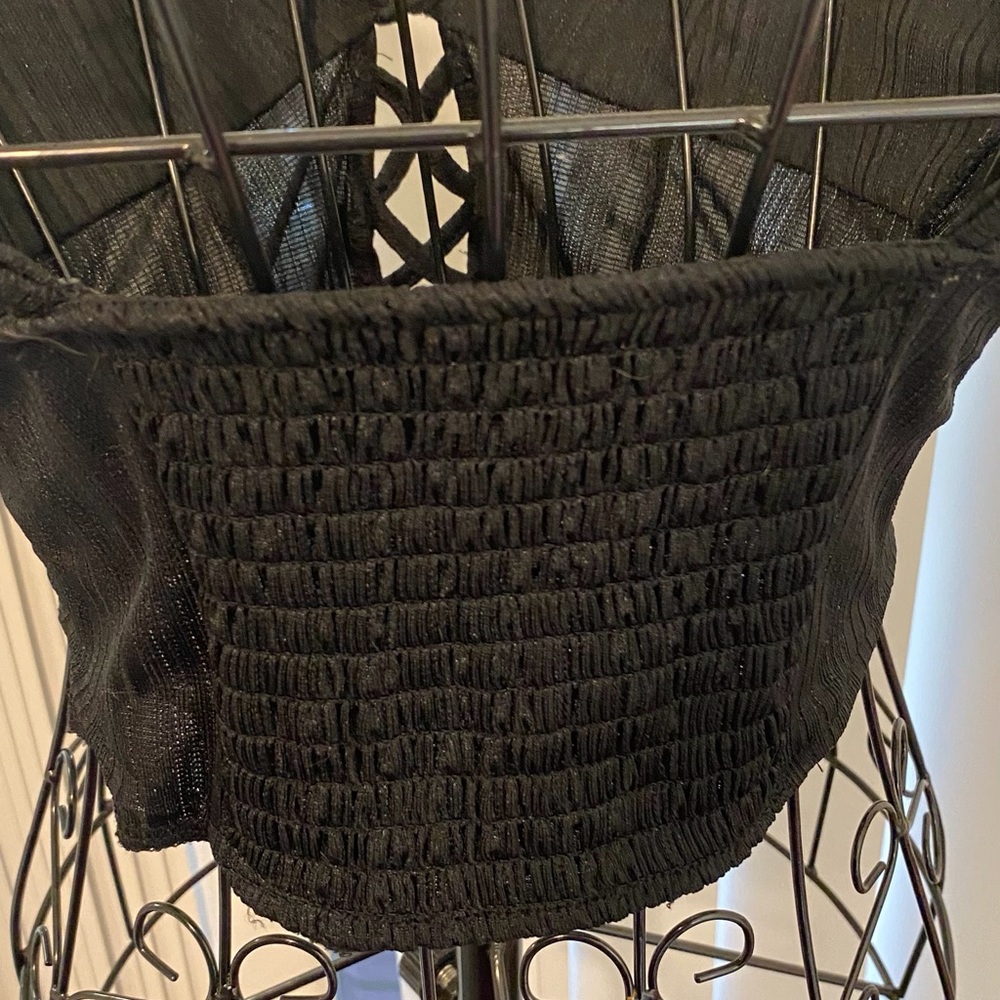 Urban Outfitters Black Ribbed Lace-Up Crop Top - Picture 6 of 7